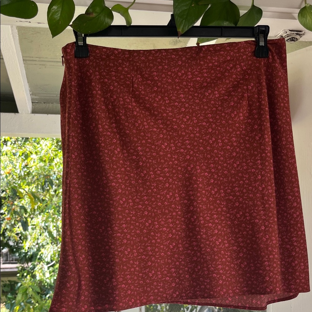 Rust Orange Floral Red Skirt